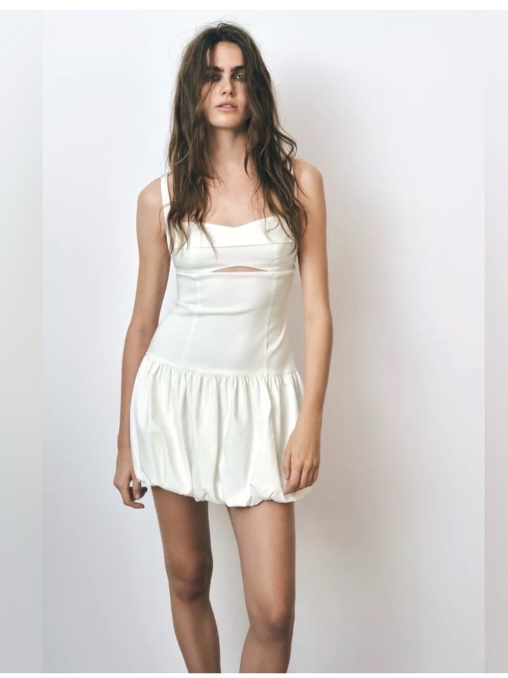 BNWT Zara BALLOON White Strappy Cutout Bubble Hem Mini Dress SZ SMALL - Picture 8 of 14
